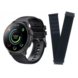 Neuer Smartwatch GlacierX Aura Black + Armband für Smartwatch GlacierX Grip Strap Nylon Schwarz 22mm