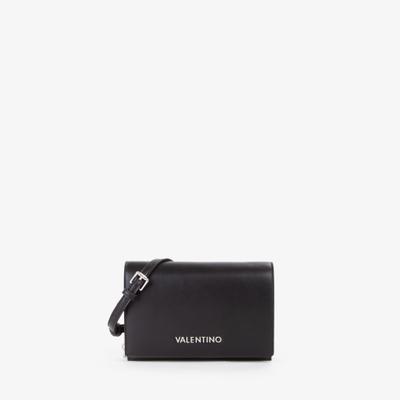 Umhängetasche VALENTINO BAGS "EMBER", Damen, Gr. B/H/T: 20cm x 13,5cm x 5,5cm, schwarz, Lederimitat, Taschen Umhängetasche, Damen Schultertasche mit Logo-Verzierung