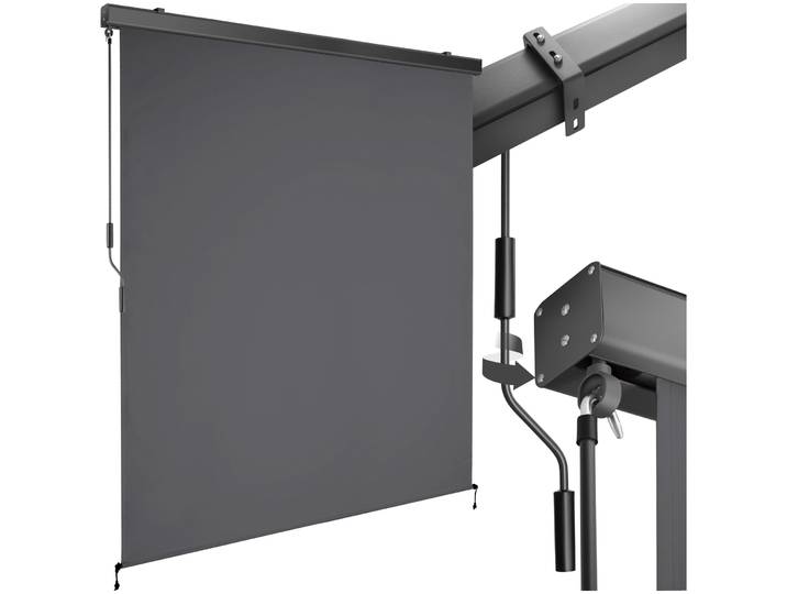 Store banne verticale ELOISE avec 2 supports muraux - 160 x 250 cm, gris foncé