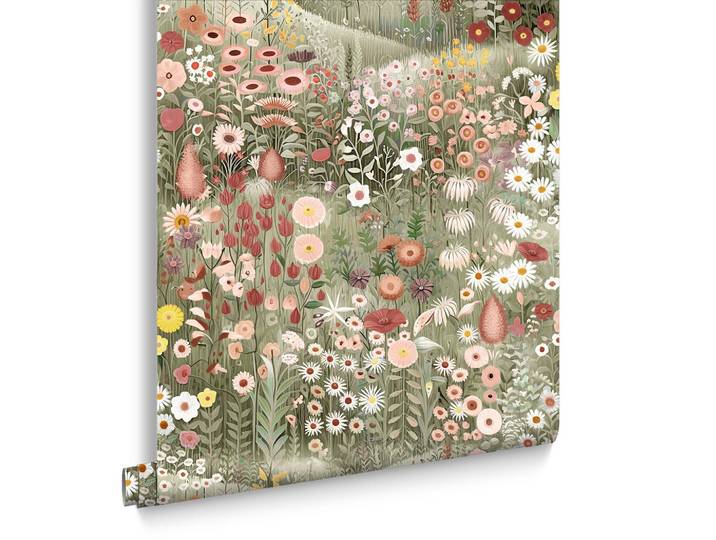 Graham & Brown Vliestapete Glenwhan Wildblume 1000x52cm, Grün, Mehrfarbig, Papier, Kunststoff, Baum/Pflanze/Natur, Rechteckig, 52x1000 cm, Tapeten & Wandverkleidungen, Vliestapeten