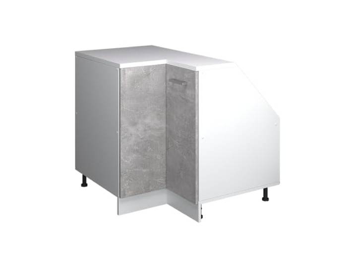 Vicco Dachschrägen-Eckschrank Rion, Beton/Weiß Robuste Front · Tiefe 60 cm · Höhenverst. Füße · Verbindet zwei Dachschrägen · Für verschiedene Dachneigungen