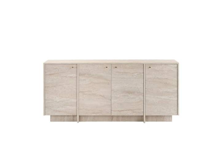 Hanah Home Eleganter Konsolentisch, Travertinfarbe, 180 x 82 x 45 cm 100% melaminbeschichtete Spanplatte, Metallgriff Stilvolles und funktionales Design für Moderne Räume