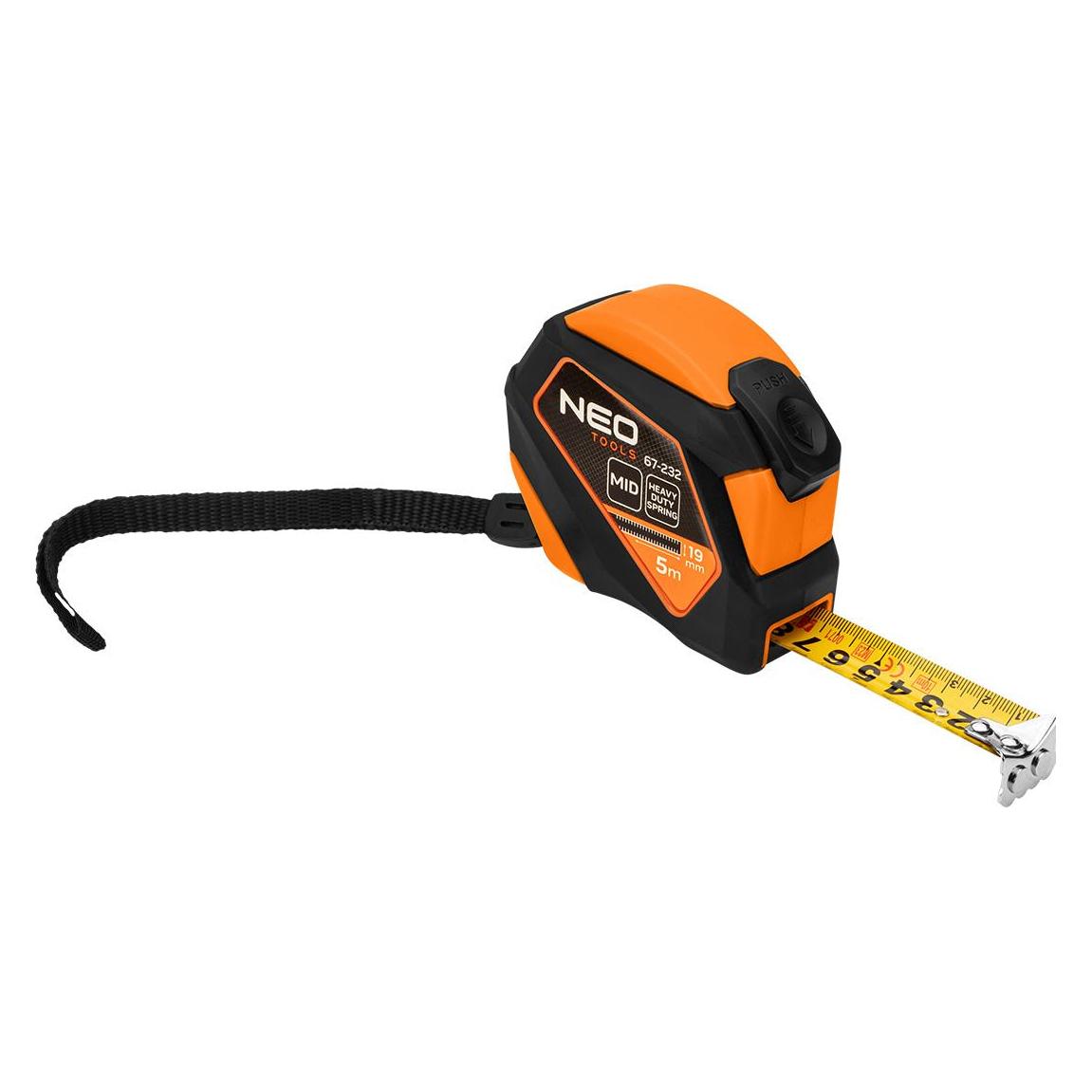 Neo Stahlbandmass 5 m x 19 mm, selbstverriegelnd, Stopptaste, Magnet (5 m) (47600086)