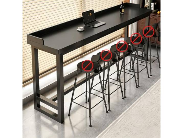 Bartisch Massivholz Schmaler Stehtisch mit Metallgestell für Küche Café Massivholzplatte mit stabilem Metallgestell, schmaler Bartisch für Küche, Café und Wohnzimmer, platzsparendes Design