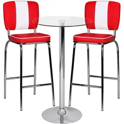 Stehtisch FineBuy Bartisch Bistrotisch Imbisstisch Metall Chrom Glas Rund 60 cm