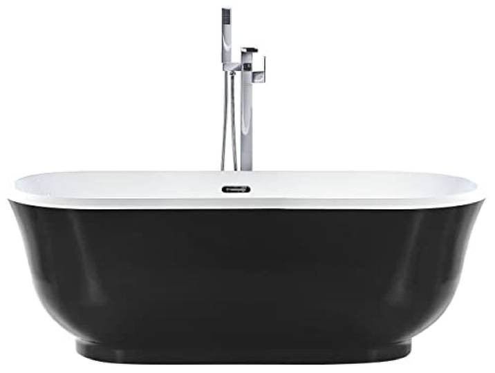Badewanne freistehend oval schwarz in römischem Stil 170 x 77 cm Tesoro