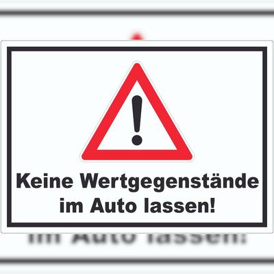 HB-Druck Keine Wertgegenstände im Auto lassen Aufkleber A3 (297x420mm)