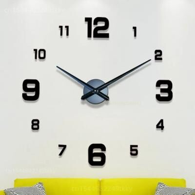 Uplift Essentials 3D Luminous DIY Frameless Wall Clock Modern Silent Digital Clock Wall Stickers For Home & Office Decor 063 Gold 3d Grand 51 In (130 Cm)