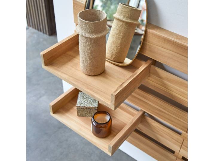 2er-Set Regal aus massivem Teak - Natur - Teak