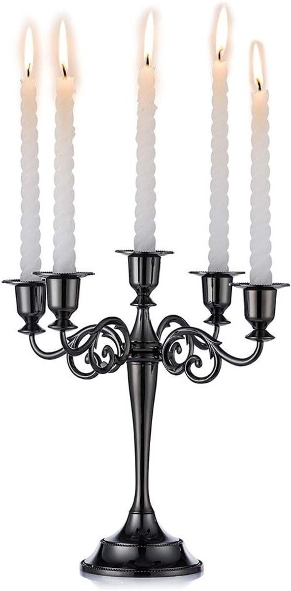 Elegante Aluminium Kaarsenstandaard voor Tafelversiering, Zwart