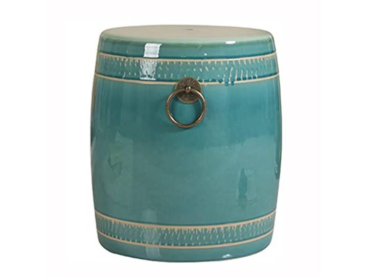 Runder Keramik-Gartenhocker, dekorativer Beistelltisch, Gartenhocker(Blue)