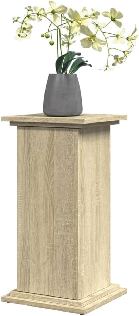 Sokkel met opslag voor planten en decoratie van technisch hout