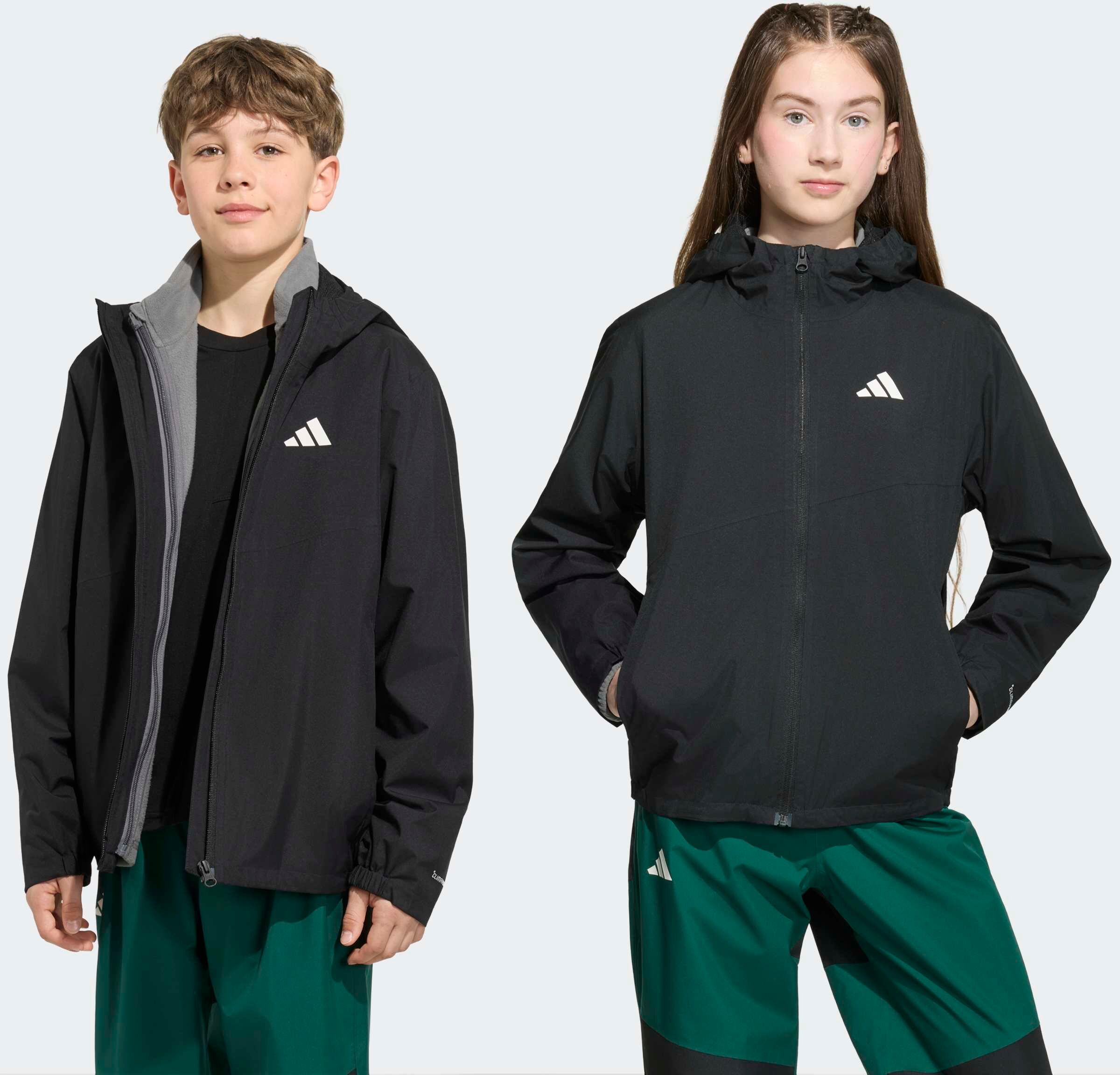 Outdoorjacke ADIDAS TERREX "K MT 3IN1 FL J", Kinder, Gr. 140, schwarz, Obermaterial: 100% Polyester, Jacken Outdoorjacke, für Kinder, mit climaproof Technologie, aus Polyester schwarz 140
