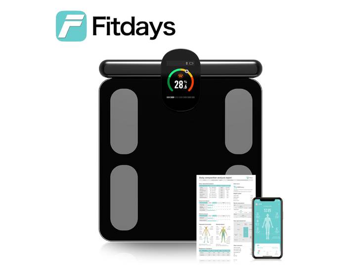 Fitdays Balance de Composition corporelle intelligente mains 8 électrodes Balance de bioimpédance Balance de graisse corporelle intelligente de gymnastique professionnelle