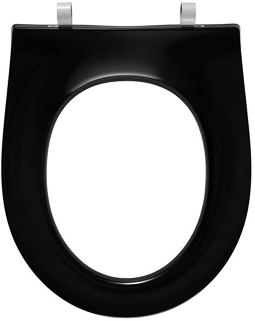 Pressalit Objecta D Pro WC-Sitz 989111-DF7999 Festscharnier DF7, Edelstahl, schwarz polygiene, ohne Deckel, Standard
