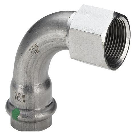 Viega Sanpress Inox Übergangsbogen 90° Muffe/Muffe 15 mm x 12" aus Edelstahl (437091)