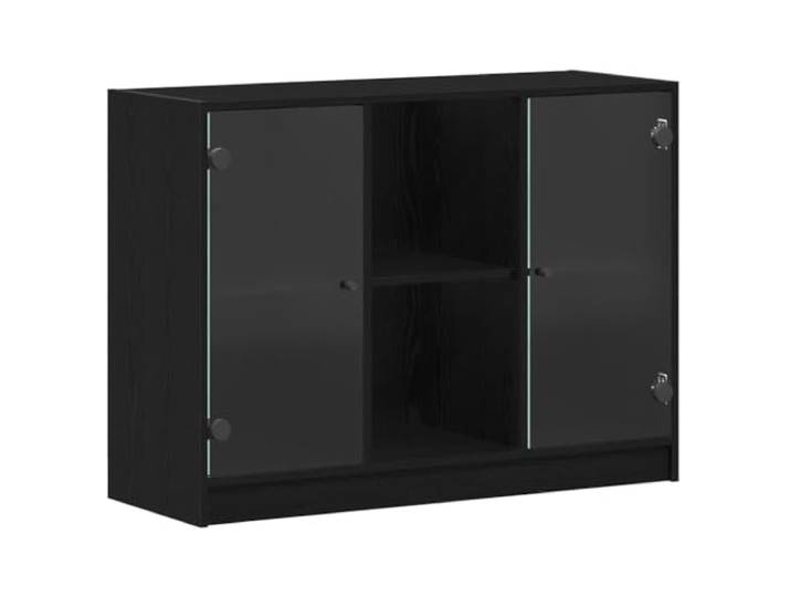 KGHFDVB Sideboard Schwarz Eichen-Optik 100 x 37 x 75,5 cm Holzwerkstoff, Minimalistisch, Viel Stauraum, Für Wohnzimmer, Essbereich, Home Office