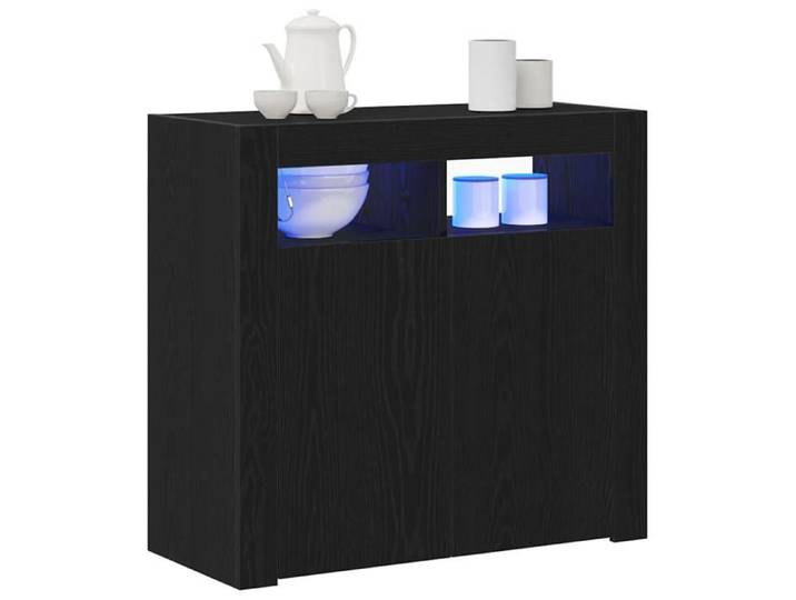 Buffet Chêne noir - - 80x35x75 cm - bois d'ingénierie - Design contemporain - Capacité 140 kg 33856