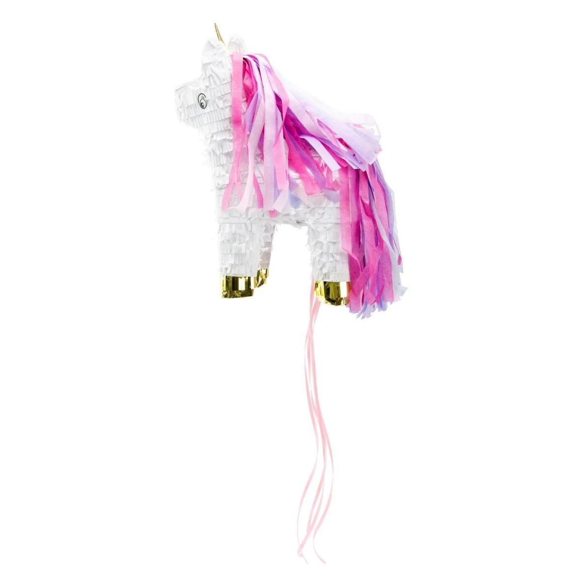 Partydeco Pinata Einhorn, 24.5 x 34 x 9 cm, Pink/Weiss, 1 Stück (1 Stk.) (PIN6)