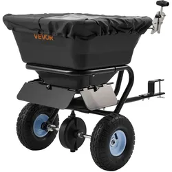 VEVOR Streuwagen 38,6 kg Fassungsvermögen, Schleuderstreuer Anhängestreuer 3 m Streubreite, Streuanhänger mit 25,4 cm Reifen, einstellbare Streumenge, Rasenstreuer für Saatgut, Dünger & Streusalz