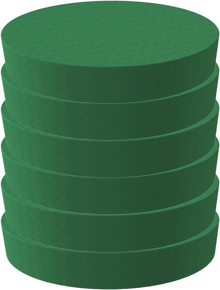 6 stuks Bloemschikschuim Blokken Groen - Ronde Vorm - 4 cm Hoog