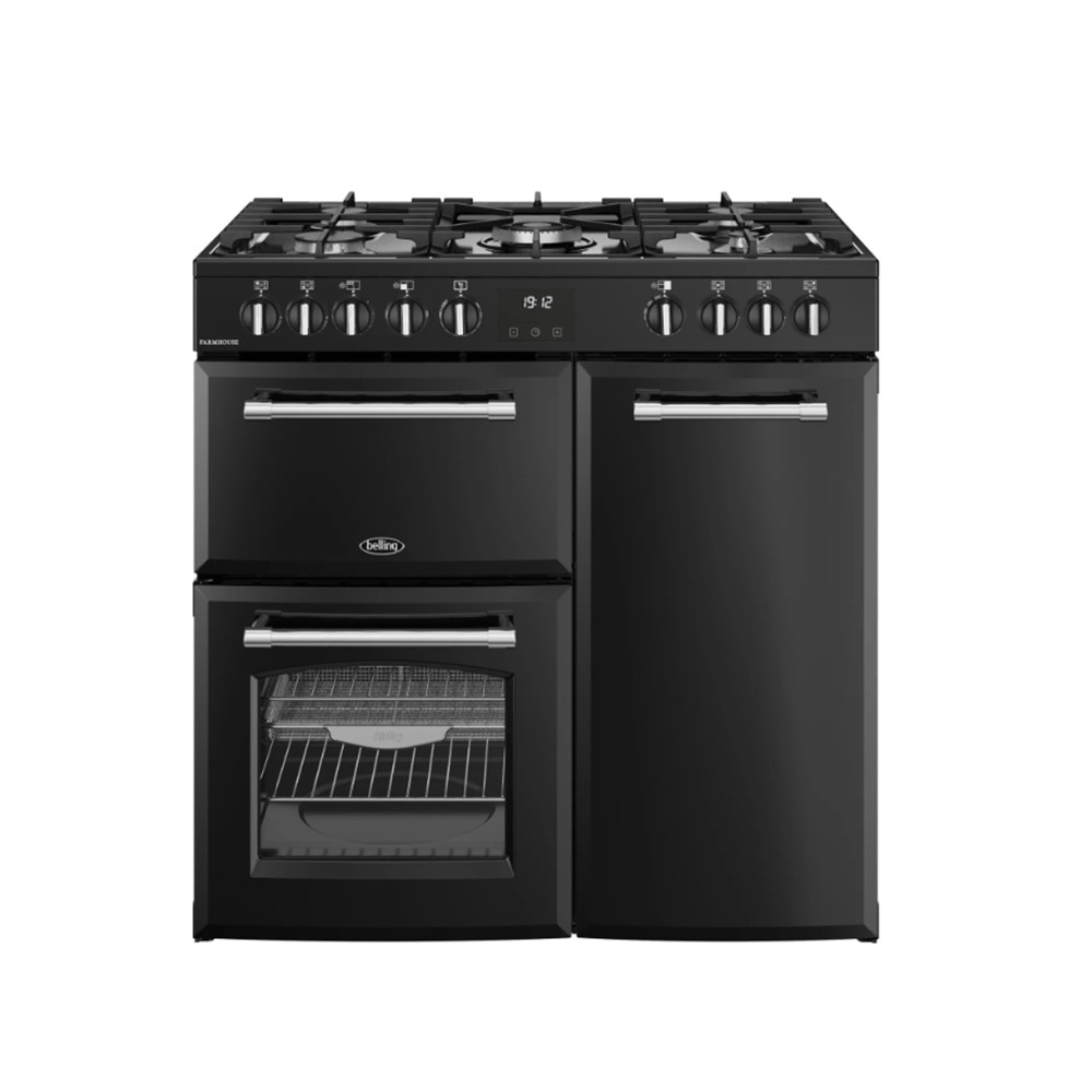Belling FARMHOUSE 90DF BLK forstandaard fornuis, Zwart