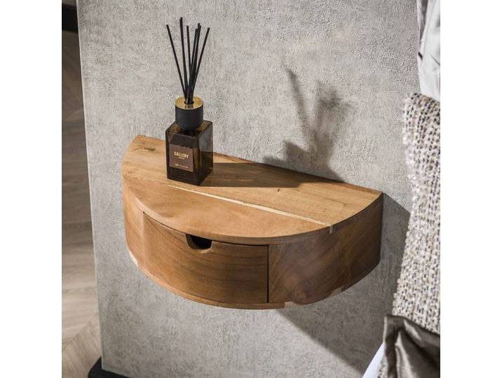 Chevet suspendu 1 tiroir 40x20x12 cm en acacia naturel