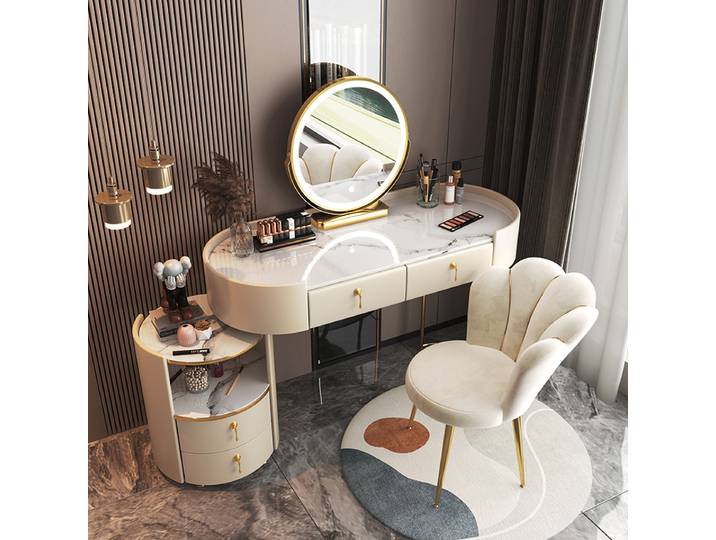 Bureau de maquillage chambre coiffeuse maison avec miroir tabouret coiffures casier de rangement Dressers meubles confortables en bois