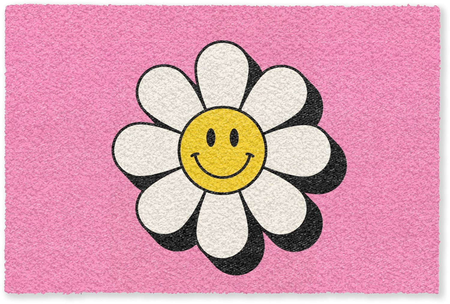 MuchoWow Droogloopmat Smiley Bloem Roze - Inloopmat voor binnen - B/D: 120 x 80 cm