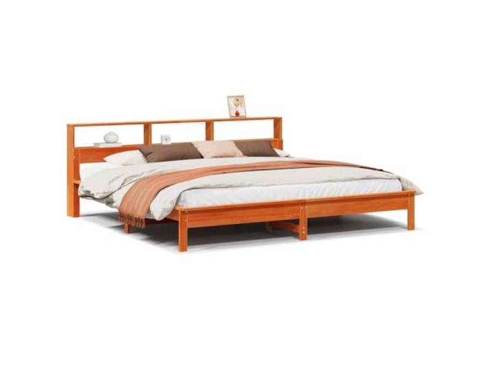 SDWEHBJ Massivholzbett ohne Matratze 180x200 cm aus Kiefernholz in Wachsbraun, 220,5 x 192 x 80 cm, mit Lattenrost, für Matratzen 180x200 cm
