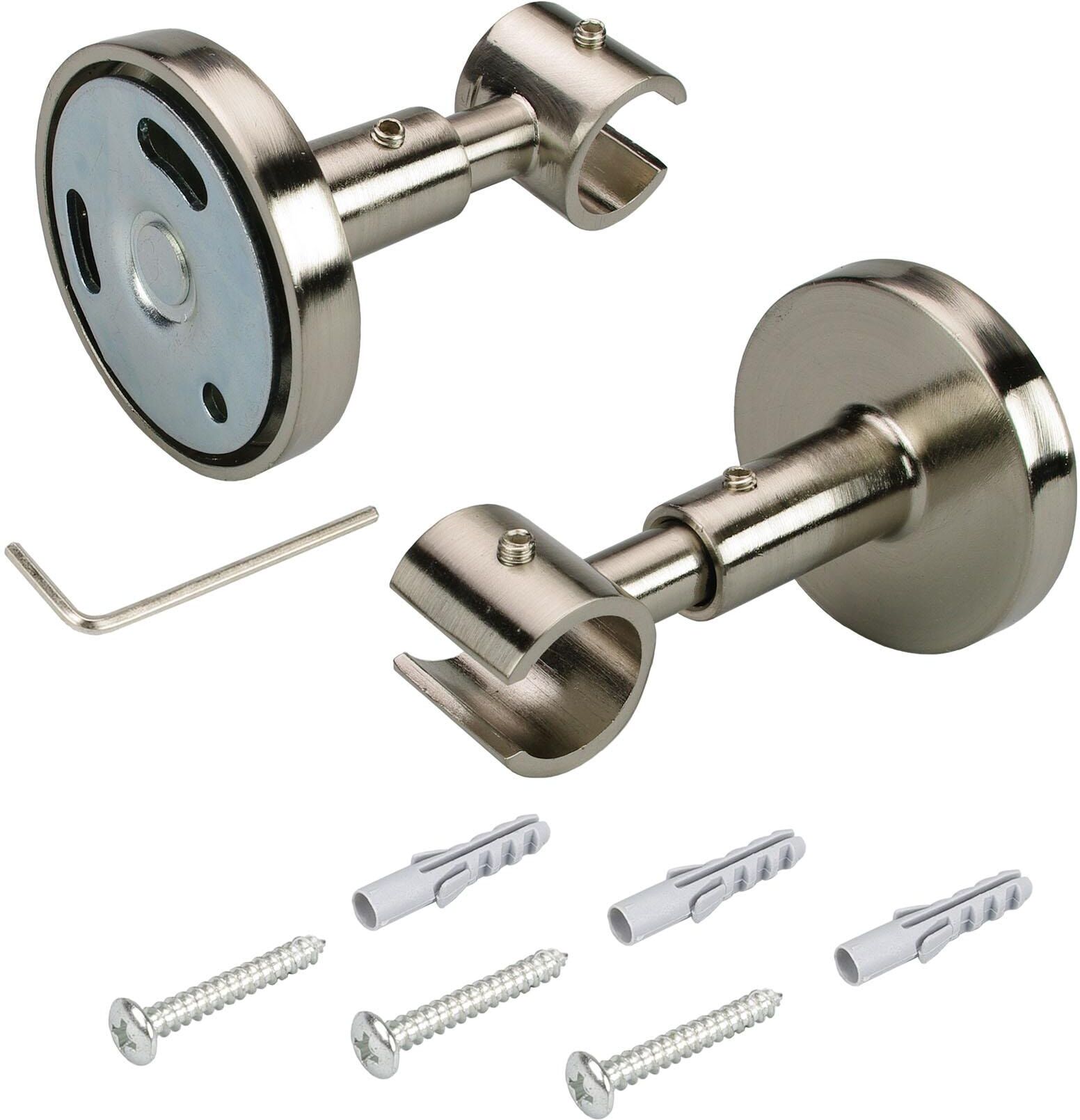 Deckenträger für Gardinenstangen LIEDECO, silber (edelstahlfarben), Ø:1,6cm, Gardinenstangenhalterungen, Deckenträger für Gardinenstangen, für Gardinenstangen Ø 16 mm edelstahlfarben Ø 1,6cm