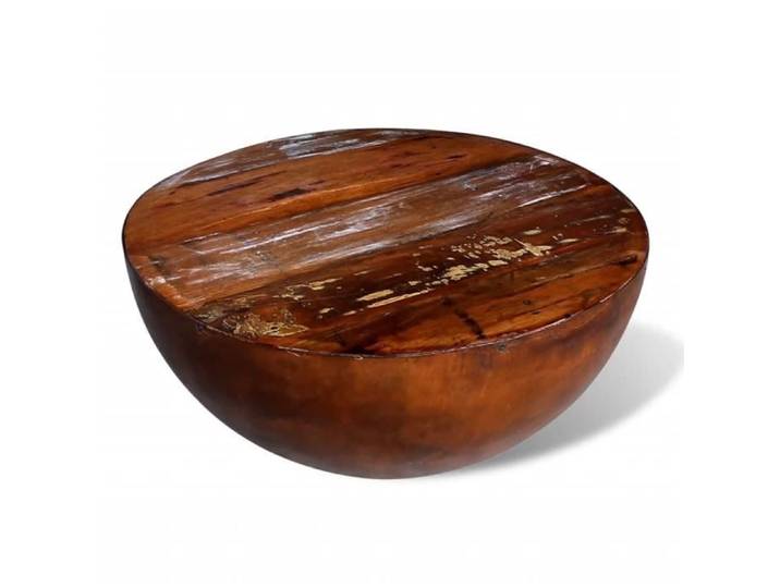 Table basse - KAI - Forme de bol - Bois recyclé - Acier - 60 x 38 cm