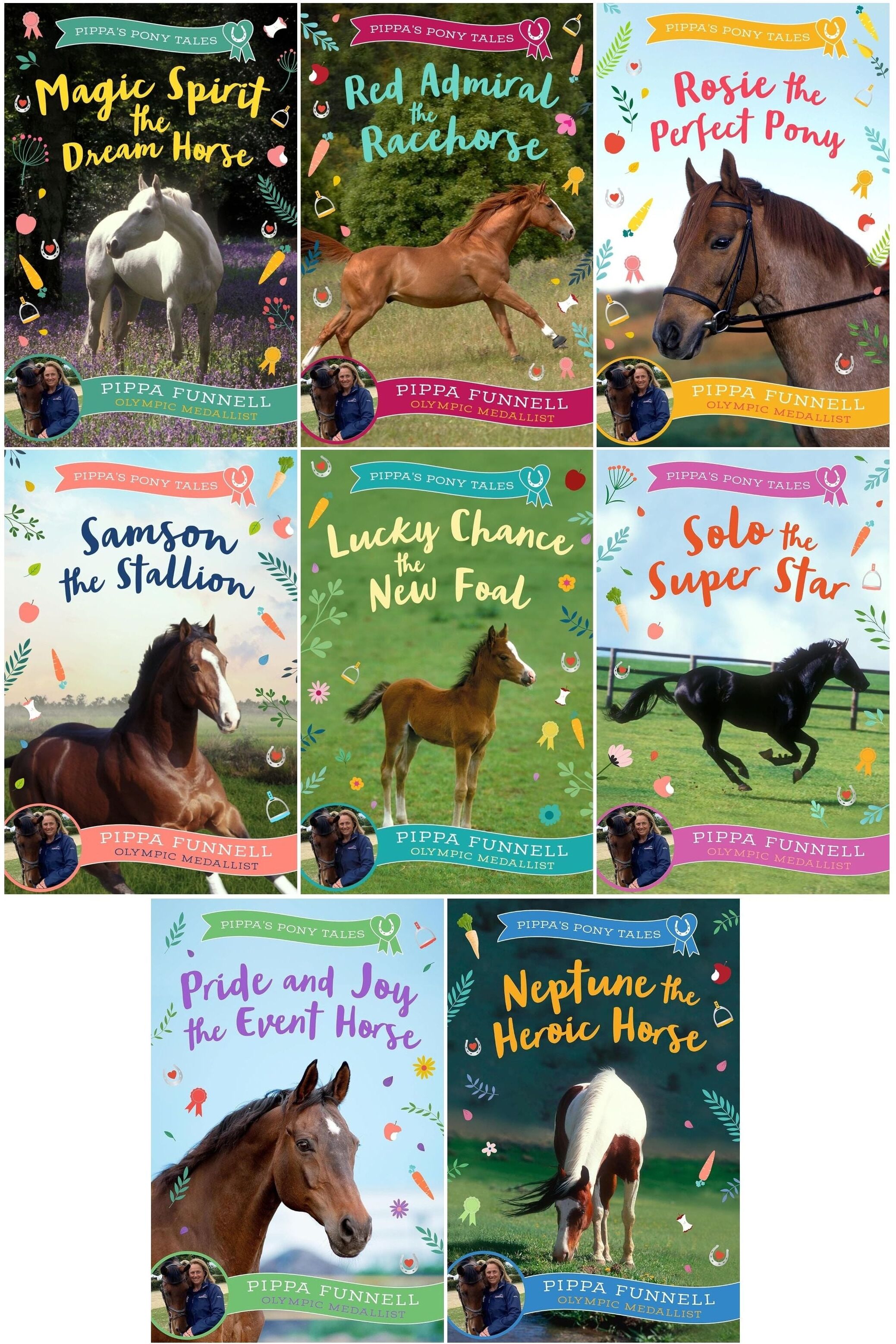 Zephyr Pippa's Pony Tales 8 Books Collection Set by Pippa Funnell (Magic Spirit, Red Admiral, Rosie, Samson, Lucky Chance, Solo, Pride and Joy, Neptune)