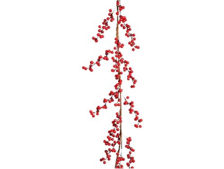 LAALU Weihnachtsgirlande mit Beeren und Zweigen rot, 180 cm