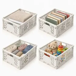 Relaxdays Klappbox 4er Set Weiß
