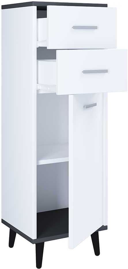 Pharao24.de Kommode Anthrazit-Weiß in modernem Design zwei Schubladen
