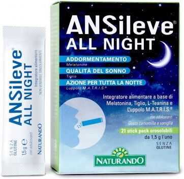 NATURANDO Srl Ansileve All Night - Integratore per il Sonno - 21 Stick Pack Orosolubili