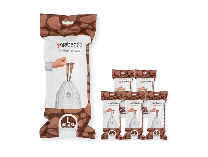 Mülleimer BRABANTIA PerfectFit L 40-45 l, 120 Stück , weiss (weiß), Kunststoff, Mülleimer, Mülleimer