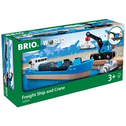 BRIO World - Containerschiff mit Kranwagen