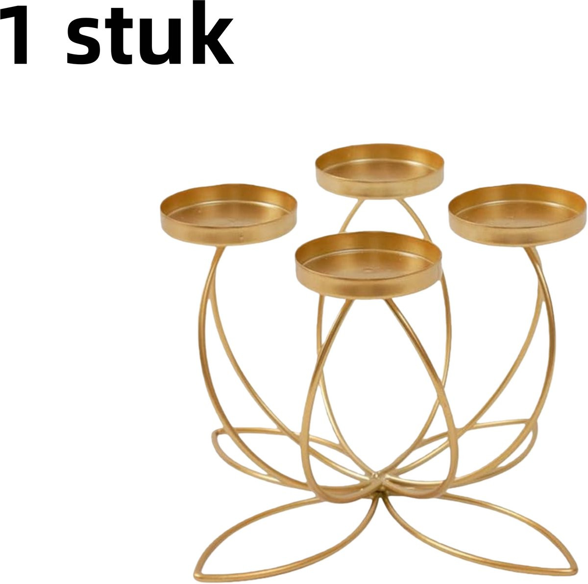 Goud gespoten smeedijzeren 4-kops kandelaar voor kaarslicht en tafeldecoratie