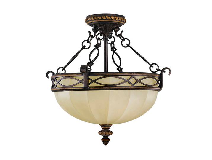 Elstead Lighting Deckenleuchte Drawing-Room, Walnussfarben, Metall, Glas, 36.8 cm, RoHS, Lampen & Leuchten, Innenbeleuchtung, Deckenleuchten, Deckenleuchten