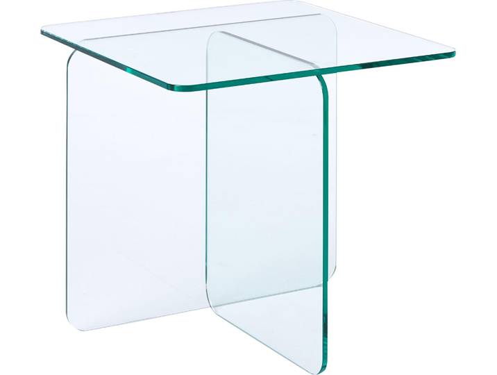 BELIANI Beistelltisch Transparent Glas 46 cm Hoch Quadratisch 50x50 cm Modern Schlicht Tischchen Tisch zum Sofa Couchtisch Kaffeetisch