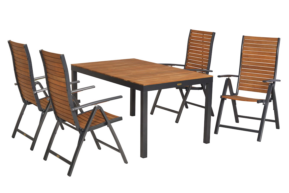 MERXXHANDELS Santorin Set 5tlg Alu/Akazie Tisch 150 x 90 cm 16980372