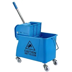 Relaxdays Reinigungswagen mit Presse Blau,Schwarz,Silber