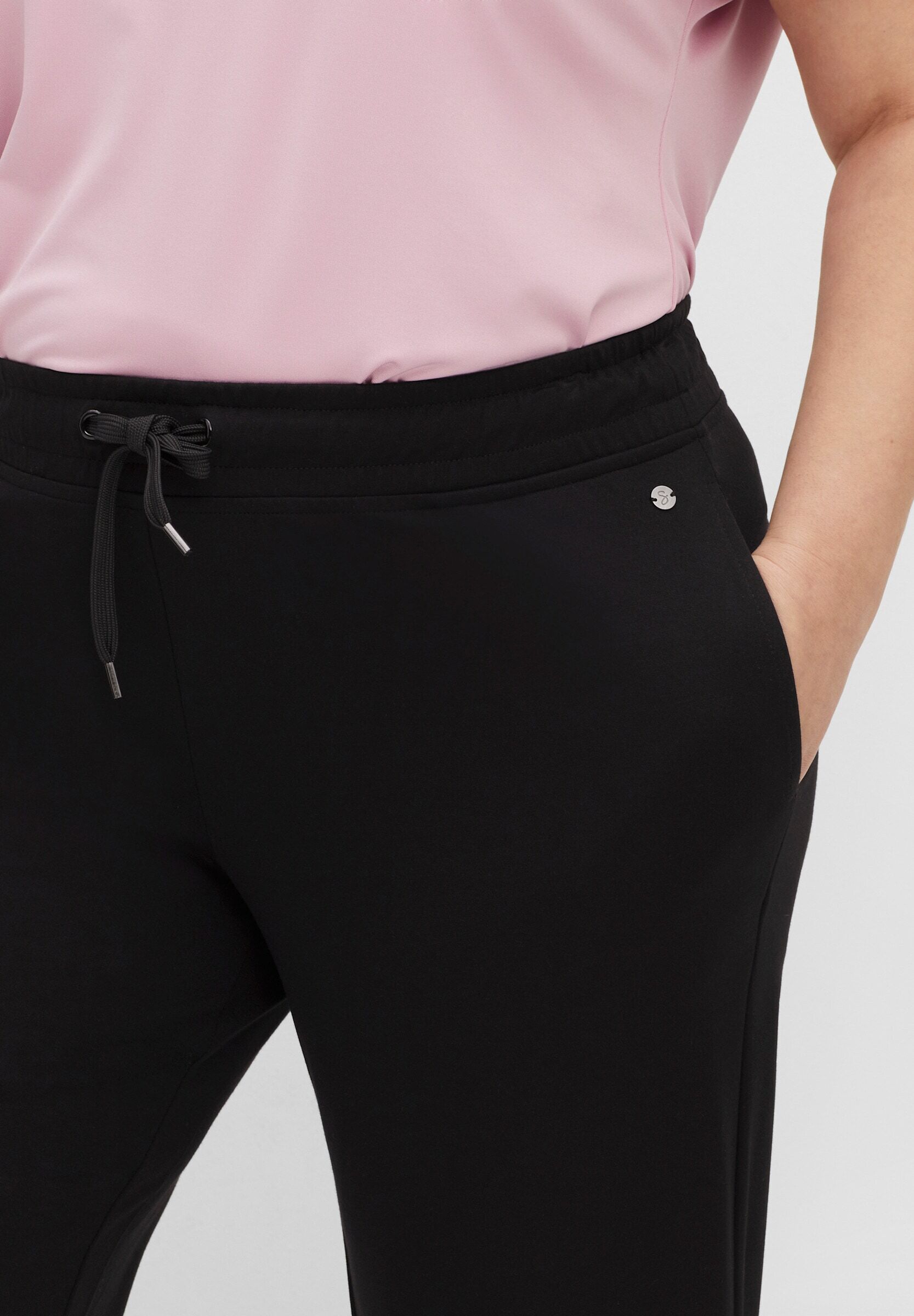 Sporthose SHEEGO "Sporthose Sporthose in weiter Form", Damen, Gr. 44, N-Gr, schwarz, Sportlich, weit, Hosen Sporthose, aus atmungsaktiver Viskosemischung