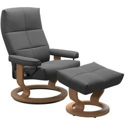 Stressless Sessel mit Hocker David Classic Leder Grau Batick Grey L (Large)