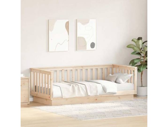 SKTQYQO Tagesbett aus massivem Kiefernholz, 90 x 200 cm Stabile Struktur, Seitenteile, Lattenrost, multifunktionales Schlafsofa, Stauraum unten