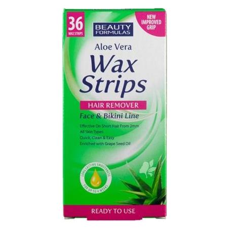 Beauty Formulas Wax Strips Hair Remover Aloe Vera Facial And Bikini Area Hair Removal Patches 36 (33078065)