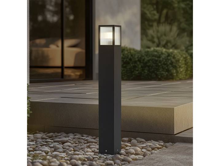 Klemens Borne H90 Noir - Lucande - Terrasse - Moderne - Aluminium - À ampoule unique