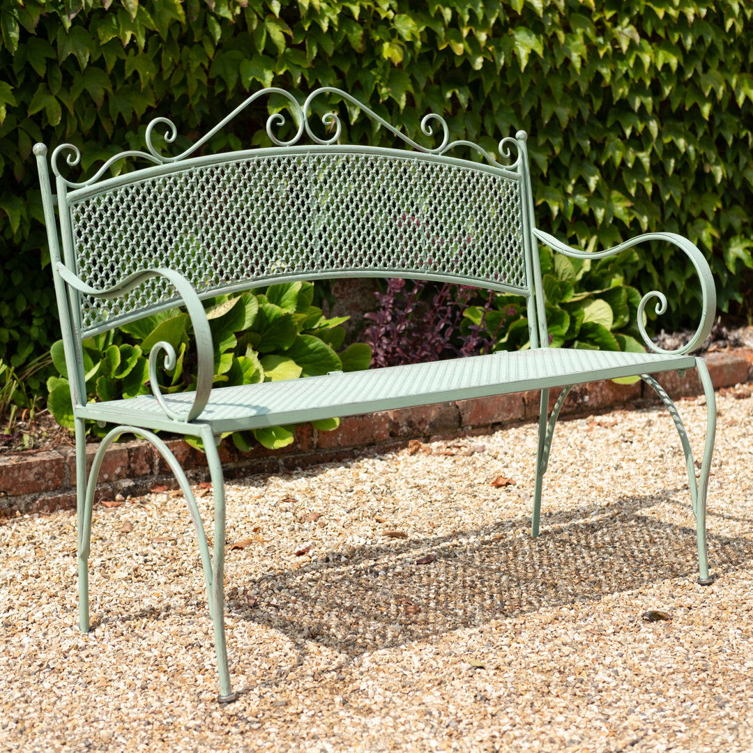 Brambly Cottage 108 cm W Powder Coated Steel and Steel Garden Bench Green 91cm H X 108cm W X 51cm D